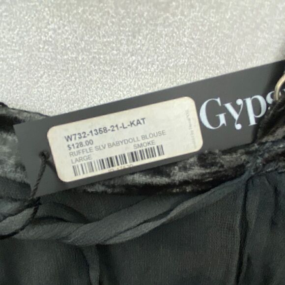 NWTs Gypsy 05 Ruffle Babydoll Blouse in Smoke Size Medium - Picture 5 of 5